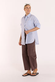 Emily Shirt - Blue Chocolate Stripe