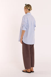 Emily Shirt - Blue Chocolate Stripe