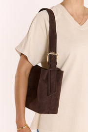 Freya Shoulder Bag - Dark Cacao Suede