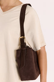 Freya Shoulder Bag - Dark Cacao Suede