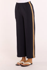 Noah Cropped Pant - Navy Camel Stripe