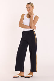 Noah Cropped Pant - Navy Camel Stripe