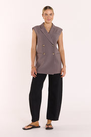 Hayley Sleeveless Blazer - Taupe