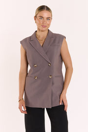 Hayley Sleeveless Blazer - Taupe