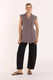 Hayley Sleeveless Blazer - Taupe