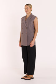 Hayley Sleeveless Blazer - Taupe