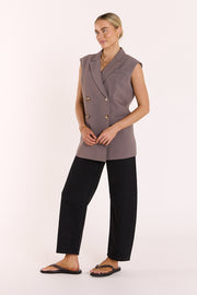 Hayley Sleeveless Blazer - Taupe