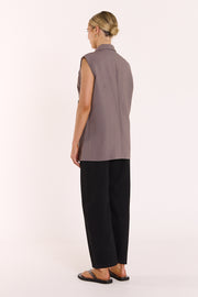 Hayley Sleeveless Blazer - Taupe