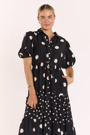 Everleigh Dress - Black Cream Spot