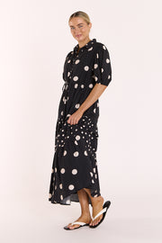 Everleigh Dress - Black Cream Spot