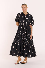 Everleigh Dress - Black Cream Spot