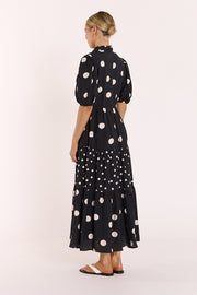 Everleigh Dress - Black Cream Spot