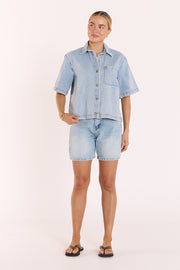 Grace Denim Shirt - Capri Blue