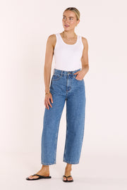 PRE-ORDER Lola Cropped Barrel Jean - Deep Blue