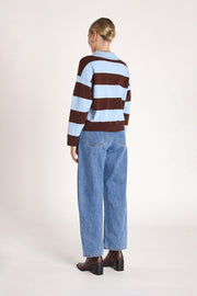 Stefi Rugby Knit - Blue Chocolate Stripe
