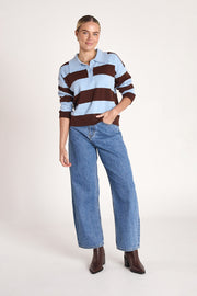 Stefi Rugby Knit - Blue Chocolate Stripe