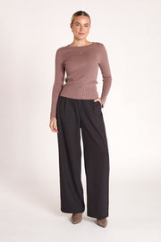 Claire Long Sleeve Top - Cocoa