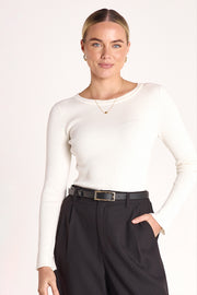 Claire Long Sleeve Top - White