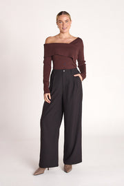 Molly Off Shoulder Top - Chocolate