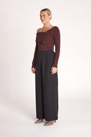 Molly Off Shoulder Top - Chocolate