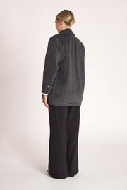 Sarita Cropped Coat - Black Herringbone