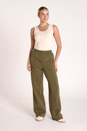 Noah Wide Pant - Khaki Cream Stripe
