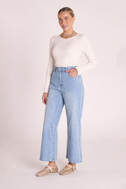 Cassie Cropped Leg Jean - Mid Blue