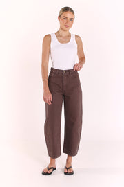 PRE-ORDER Lola Cropped Barrel Jean - Chocolate