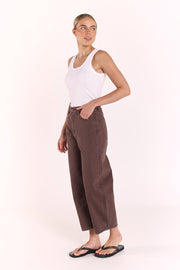 PRE-ORDER Lola Cropped Barrel Jean - Chocolate