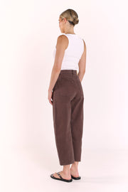PRE-ORDER Lola Cropped Barrel Jean - Chocolate