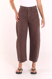 PRE-ORDER Lola Cropped Barrel Jean - Chocolate