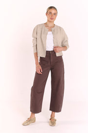 PRE-ORDER Lola Cropped Barrel Jean - Chocolate