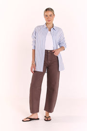 Emily Shirt - Blue Chocolate Stripe