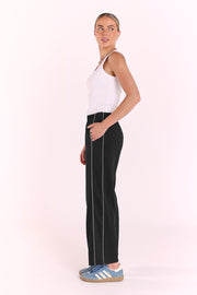 Noah Cropped Pant - Black Piping