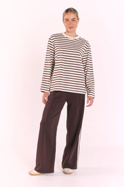 Carter Long Sleeve Tee - Chocolate Cream Stripe
