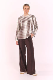 Carter Long Sleeve Tee - Chocolate Cream Stripe