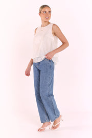 Daphne Embroidered Tank - Cream