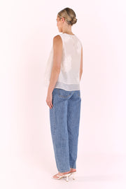 Daphne Embroidered Tank - Cream