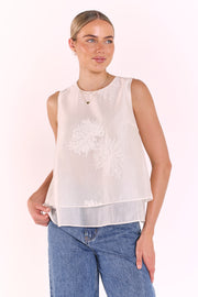 Daphne Embroidered Tank - Cream