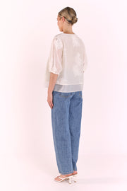 Daphne Embroidered Top - Cream