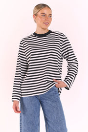Carter Long Sleeve Tee - Black White Stripe