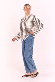 Carter Long Sleeve Tee - Chocolate Cream Stripe