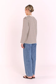 Carter Long Sleeve Tee - Chocolate Cream Stripe