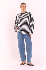 Carter Long Sleeve Tee - Black White Stripe
