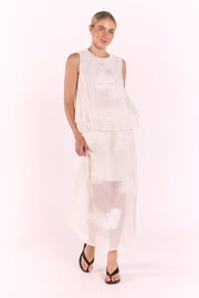 Daphne Embroidered Skirt - Cream