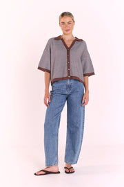 Jordan Top – Chocolate Blue Stripe