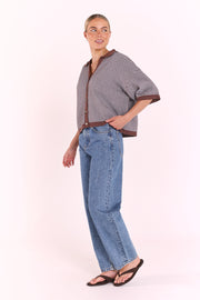 Jordan Top – Chocolate Blue Stripe