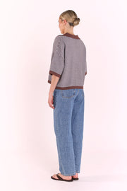 Jordan Top – Chocolate Blue Stripe