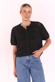 Elsie Crochet Top - Black