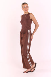 Lilly Boat Neck Tank - Chocolate